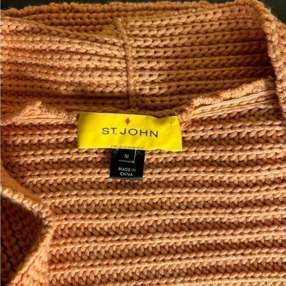St. John‎ Knit Loose Fit Cardigan Sweater Mandarin Orange & Cream Size M - Picture 7 of 7